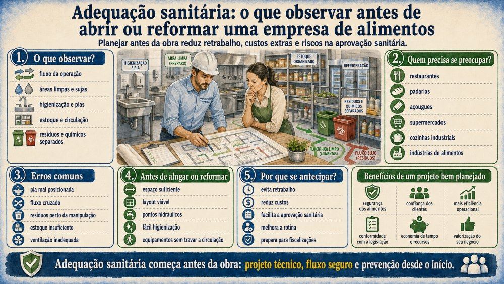 Adequação sanitária o que observar antes de abrir ou reformar uma empresa de alimentos