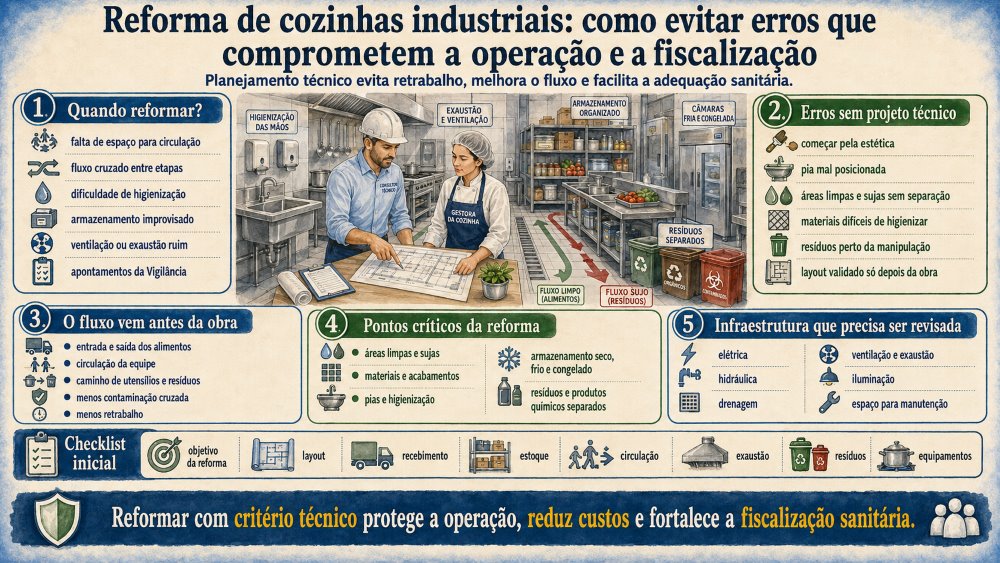 Reforma de cozinha industrial: como evitar erros que comprometem a operação e a fiscalização