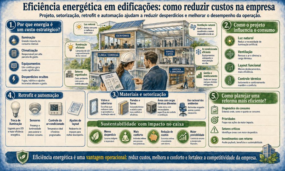Eficiência energética em edificações como reduzir custos na empresa